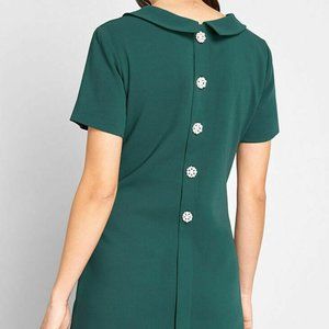 Molly Bracken Modcloth Collared Dress, Green, Size XL or 14, with Button Back